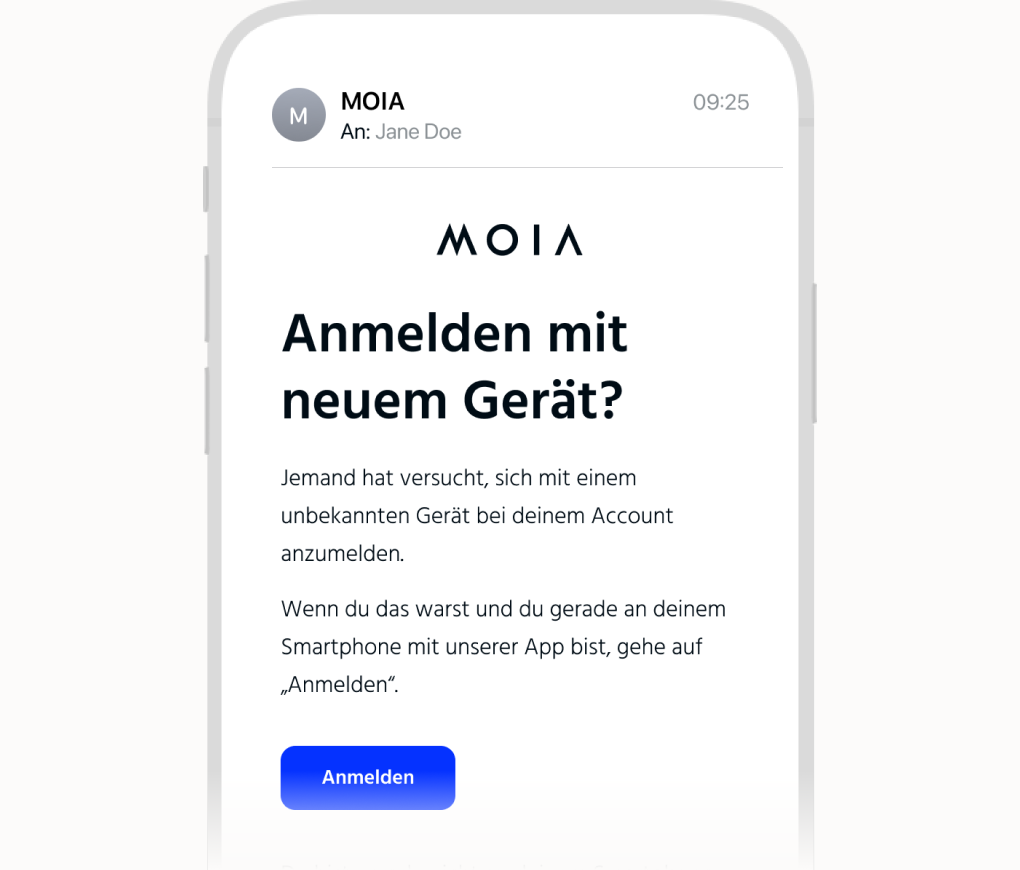 Bild zeigt Hinweis über eine Anmeldung in einem bestehenden Konto auf einem neuen Gerät