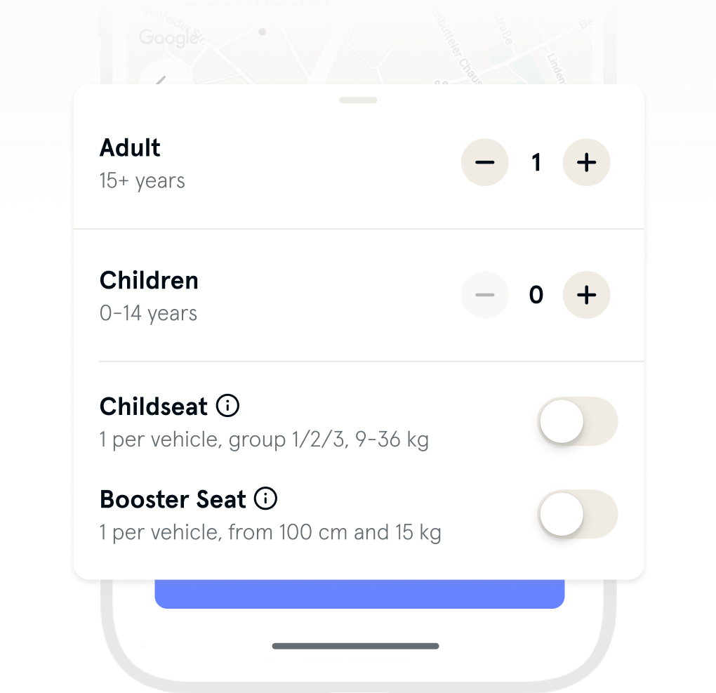 Pictures shows how to book a child and booster Seat in the app.png