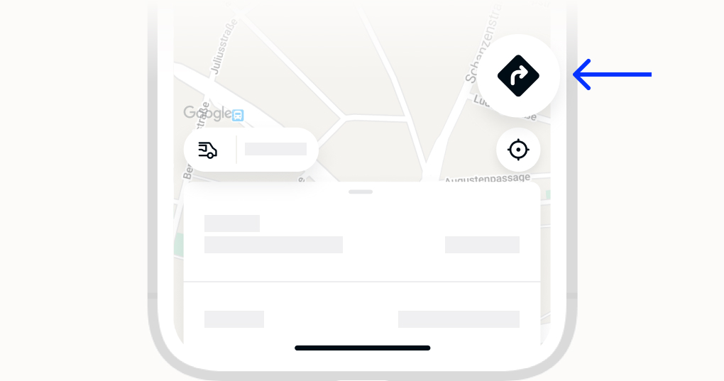 Displays a button in the form of a sign with an arrow, which takes you to the foot navigation between the current location and the stop