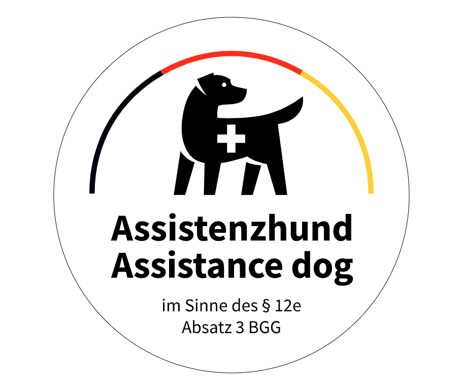 The image shows the symbol of an assistance dog