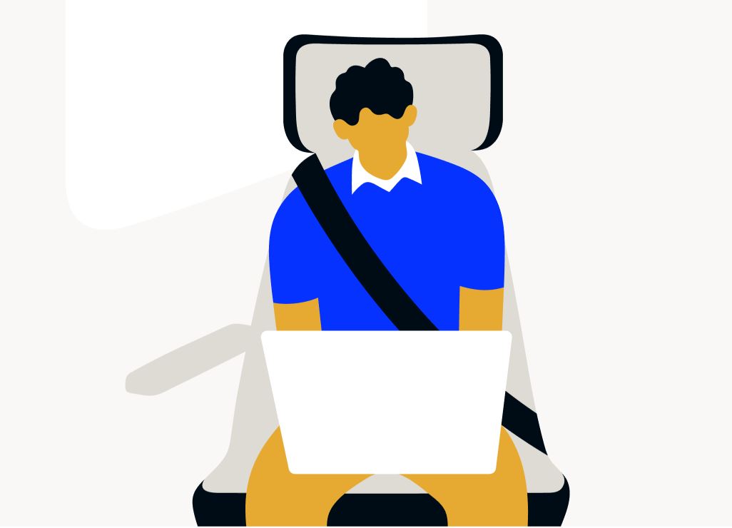 A man with a laptop in a MOIA