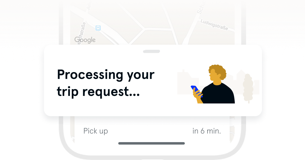 Shows a loading screen with the inscription: Your request is being processed