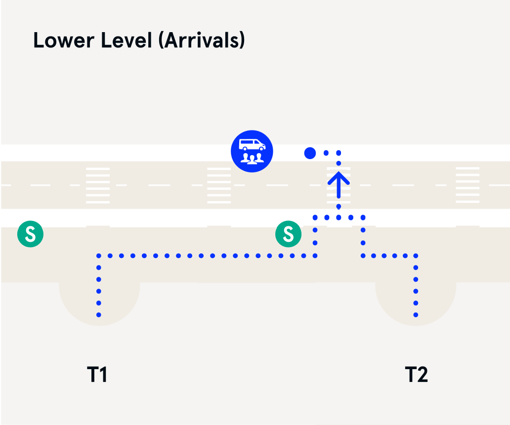 The image shows a route description from the two terminals to the stopping point