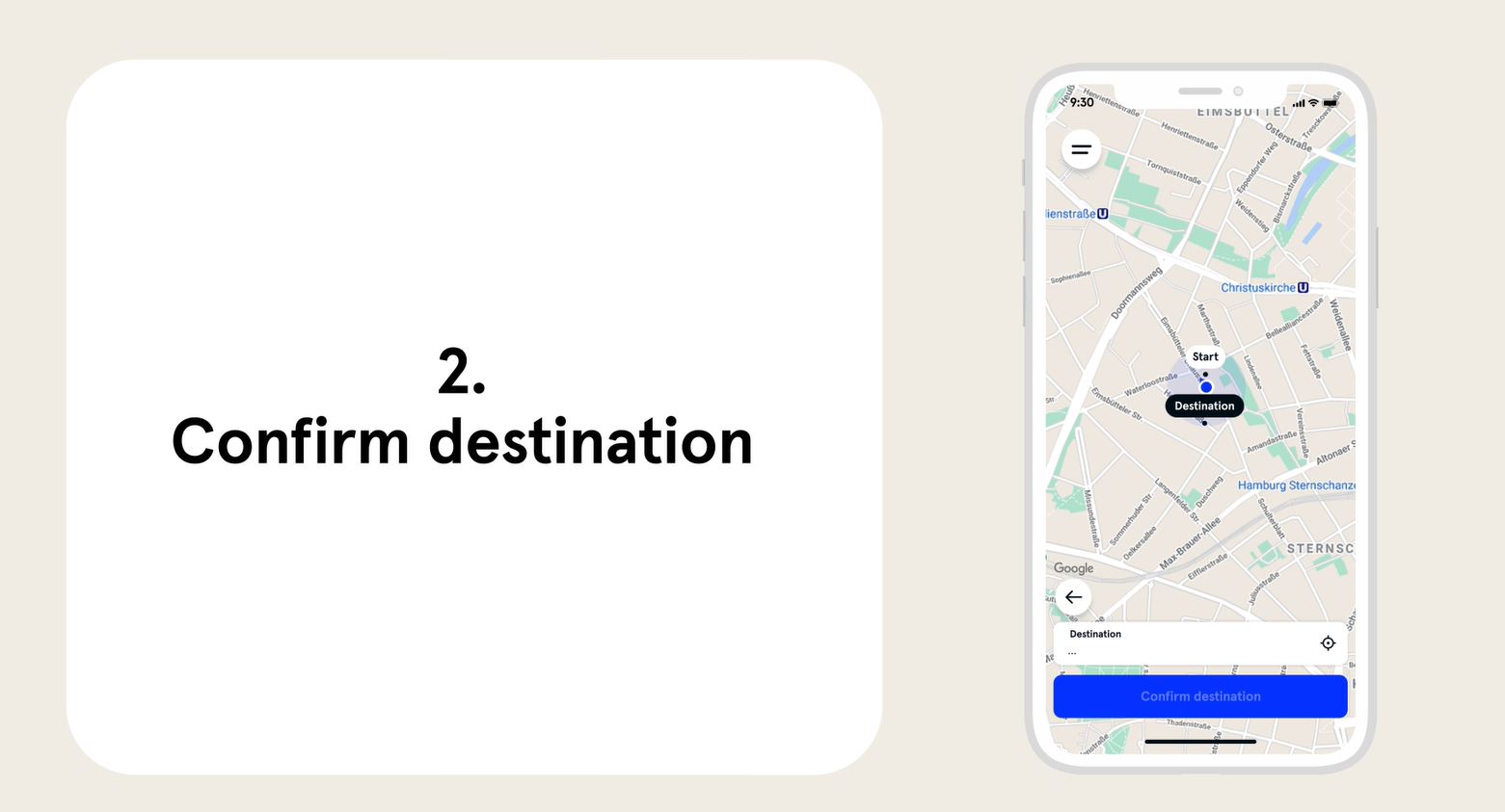 The image shows the selection of the destination address