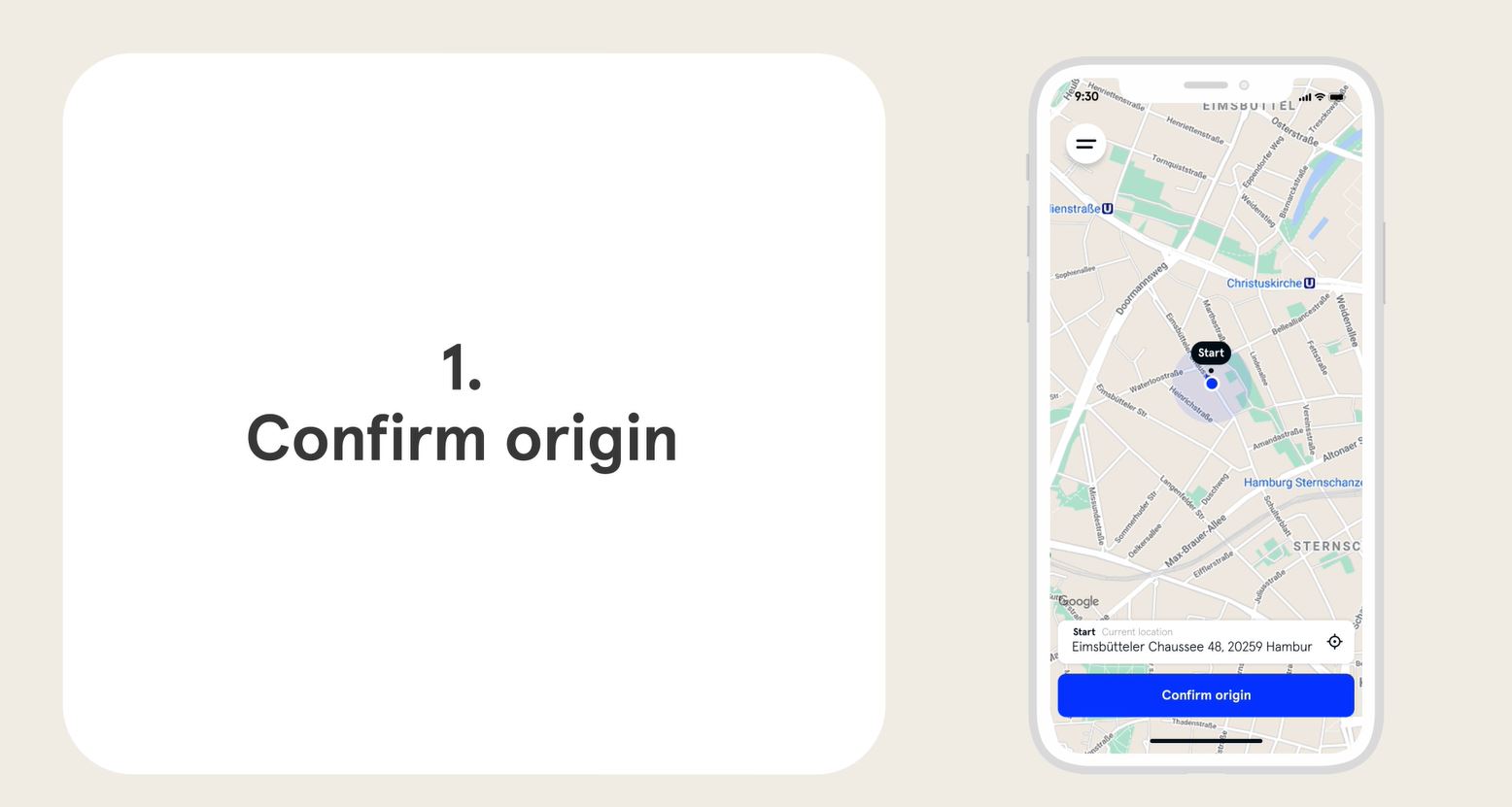 The image shows the selection of the start address