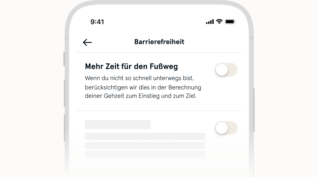Bild zeigt den Button um die Kategorie Mehr Zeit Für Den Fußweg zu aktivieren