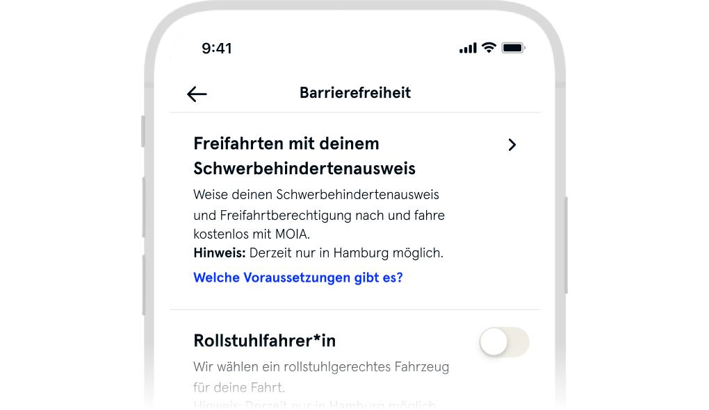 Bild zeigt die Option Freifahrten mit deinem Schwerbehindertenausweis